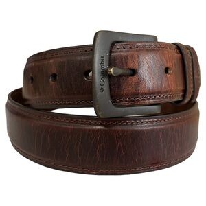 Columbia Mens Everyday Brown Leather distressed double loop leather belt size 42